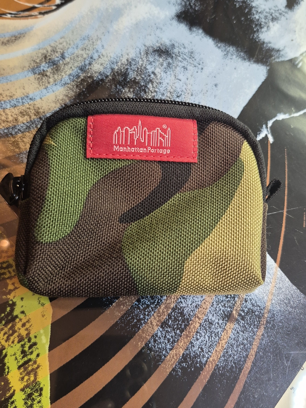 Manhattan Portage Green Camo Toiletry COIN PURSE with Red Logo